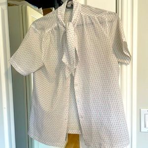 Vintage polka dot tie neck blouse